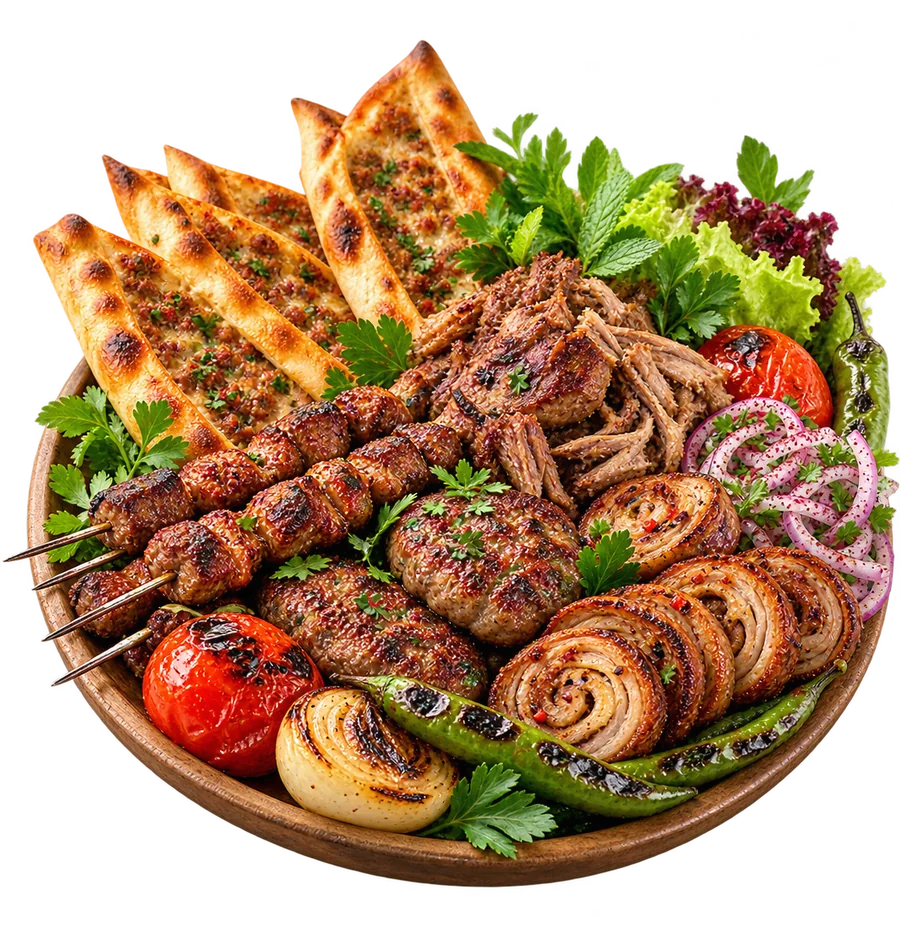 Aydın yemek kültürünü temsil eden zengin bir yemek tabağı